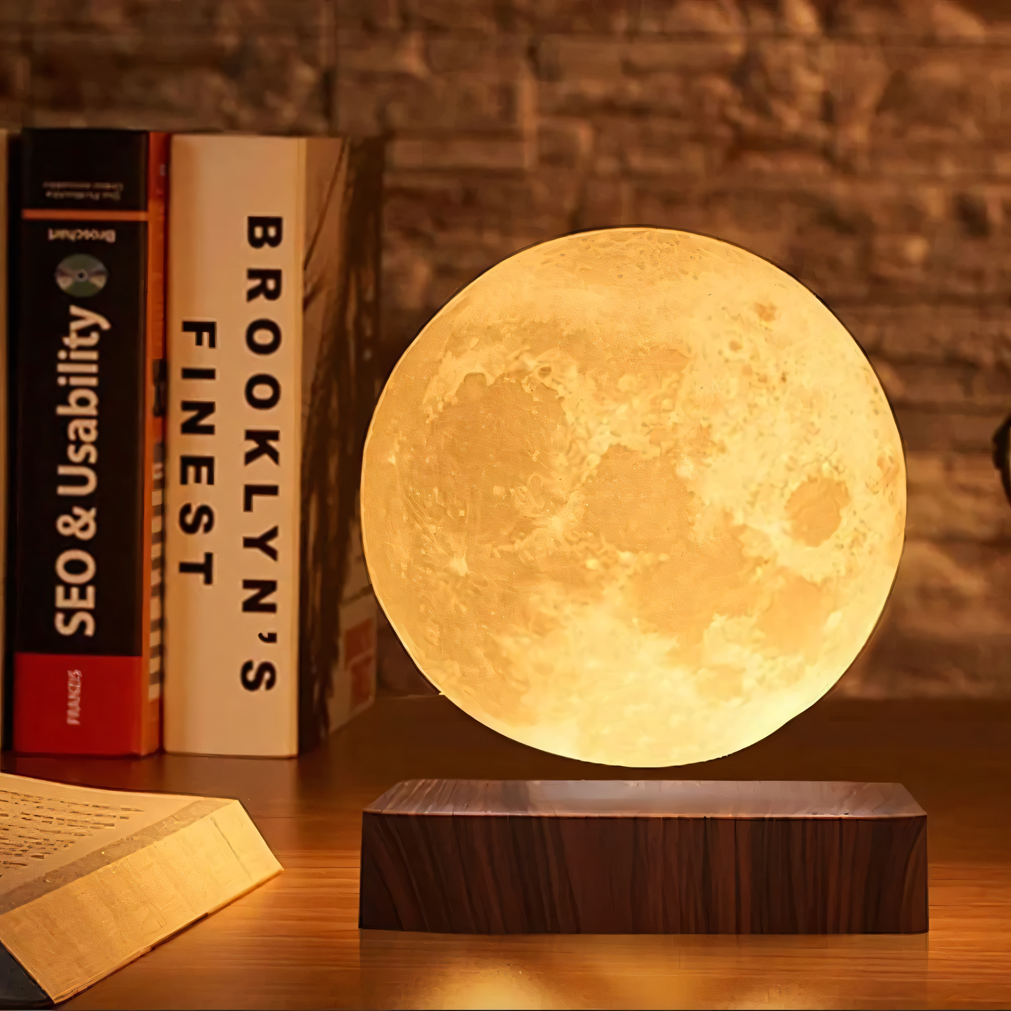 Close-up of StripX Lamp's realistic moon texture