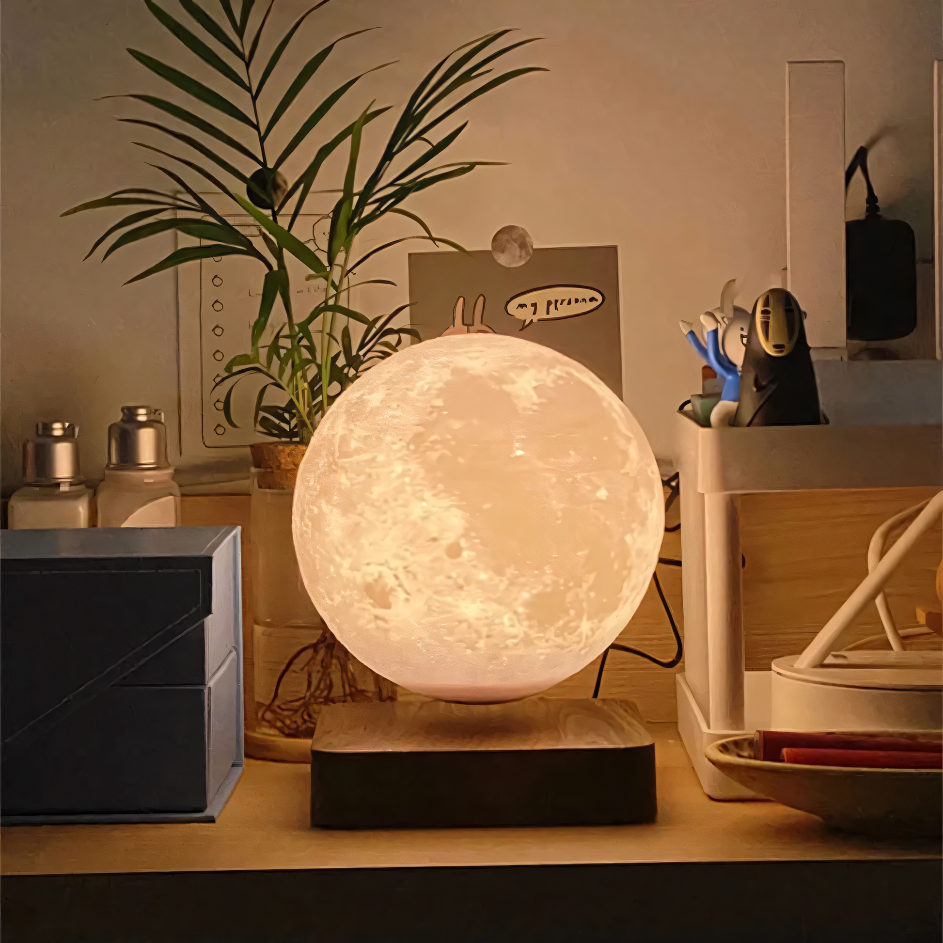 3D printed lunar surface of StripX Moon Lamp