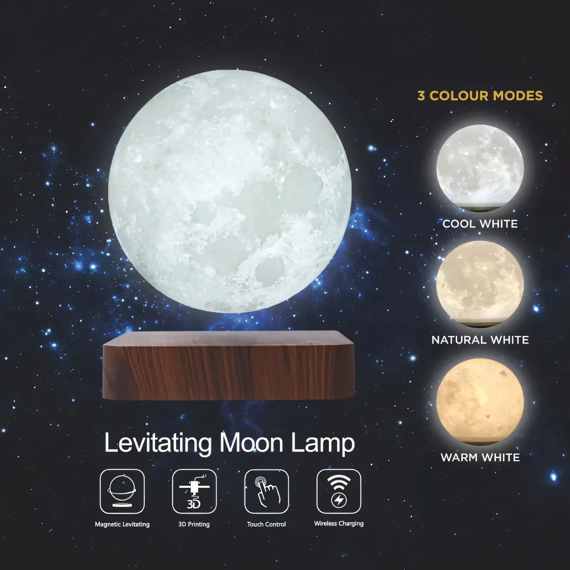 StripX Moon Lamp glowing with warm white light