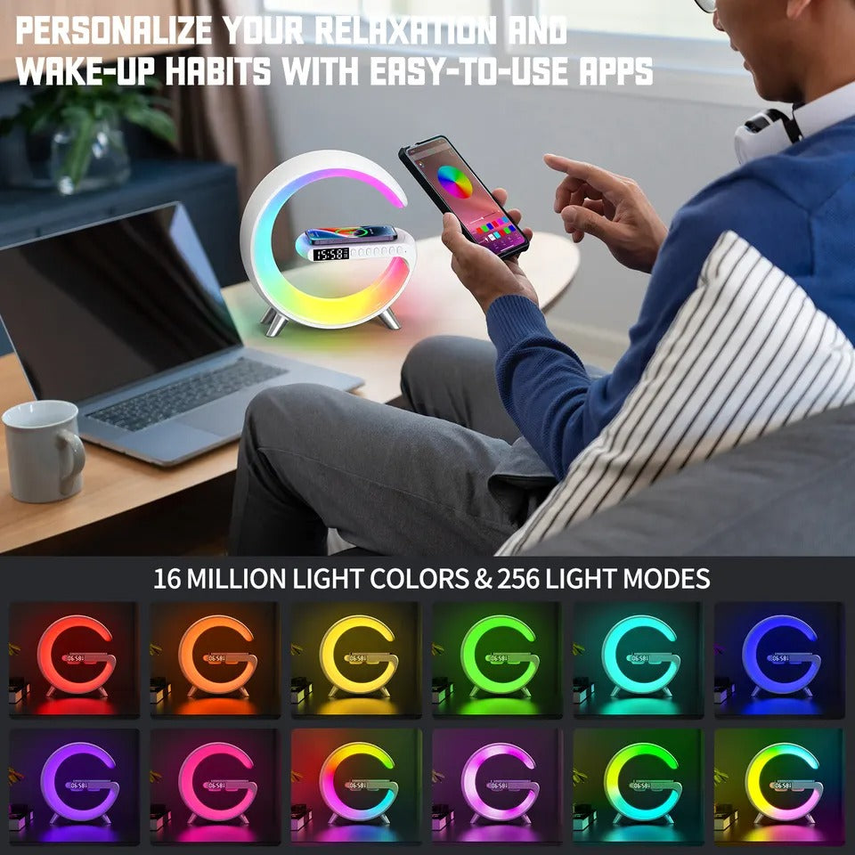 StripX 3 in 1 Productivity Night Light Bluetooth Speakers with 15W Wireless Charger, LED Desk Lamp with Rechargeable Battery