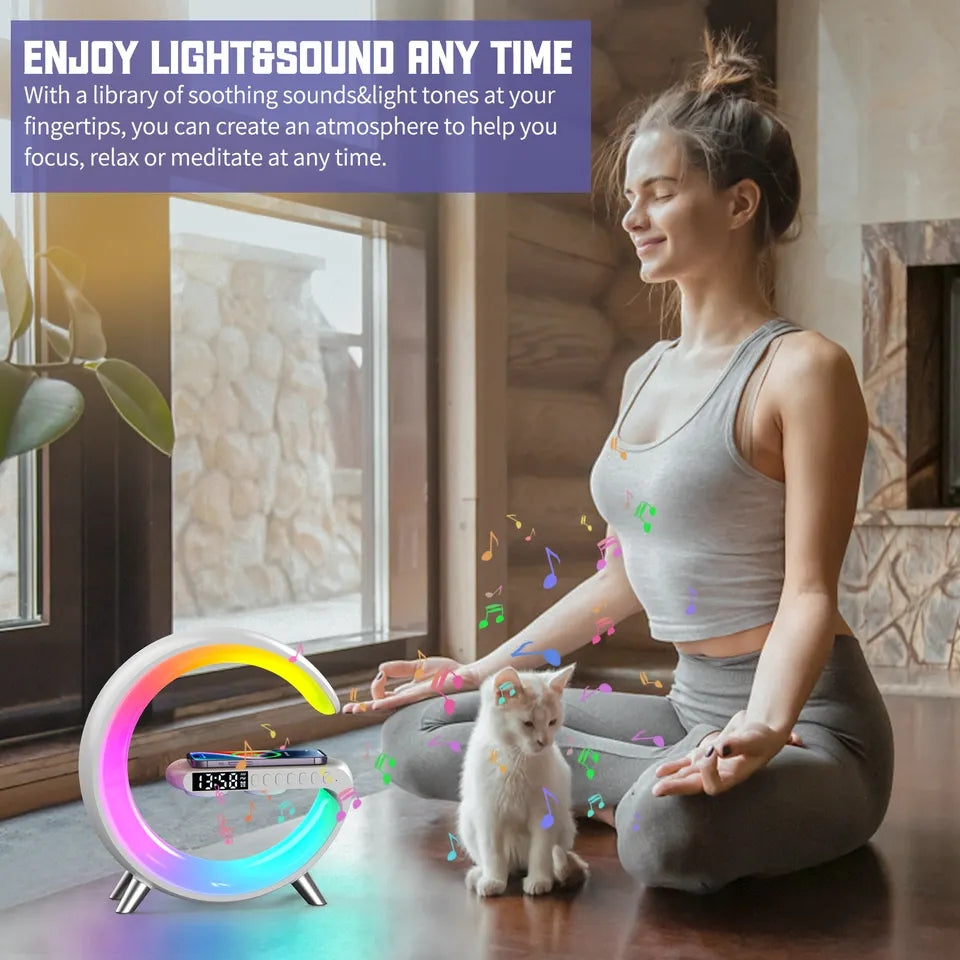 StripX 3 in 1 Productivity Night Light Bluetooth Speakers with 15W Wireless Charger, LED Desk Lamp with Rechargeable Battery